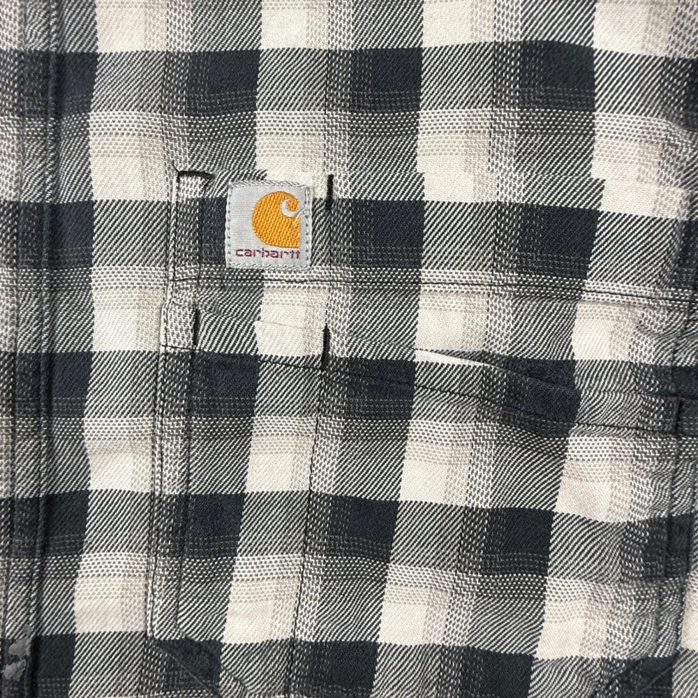 Carhartt Mens Relaxed Fit Buffalo Plaid Flannel Shirt Black White Small 1958